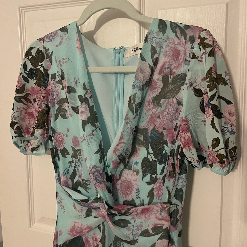 Diane Von Furstenburg Dress DVF Jillian Twist Floral Chiffon Silk Dress